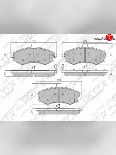 Колодки тормозные SAT (передние) Hyundai Elantra XD седан дорестайлинг (2000-2003)