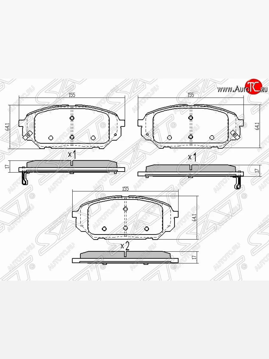 Колодки тормозные (передние) SAT Hyundai IX55 EN (2006-2013)  в Перми Пермском крае