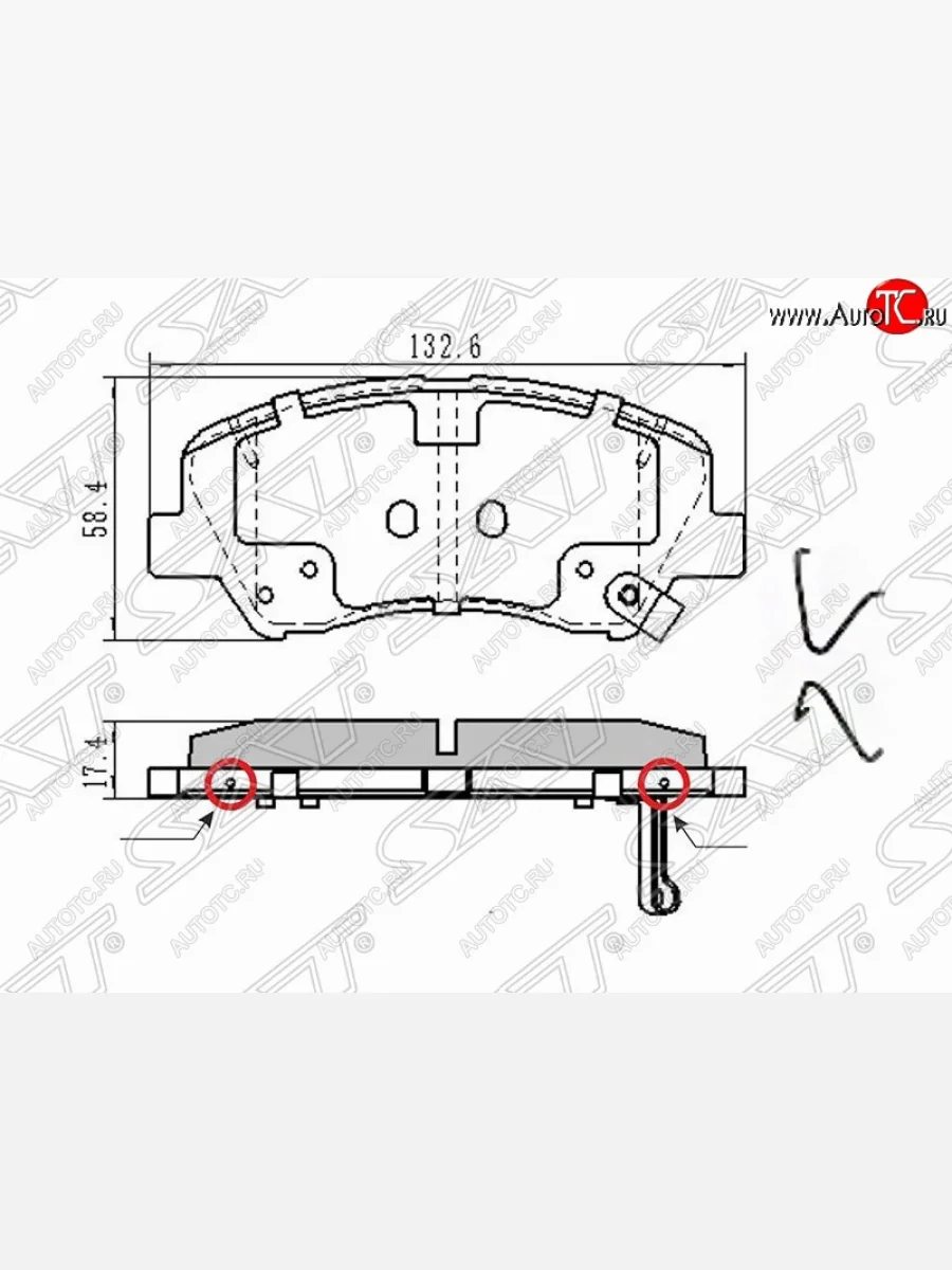 Колодки тормозные передние SAT (в комплекте с прижимными пластинами) KIA Rio 4 FB дорестайлинг седан (2016-2020)  в Перми Пермском крае