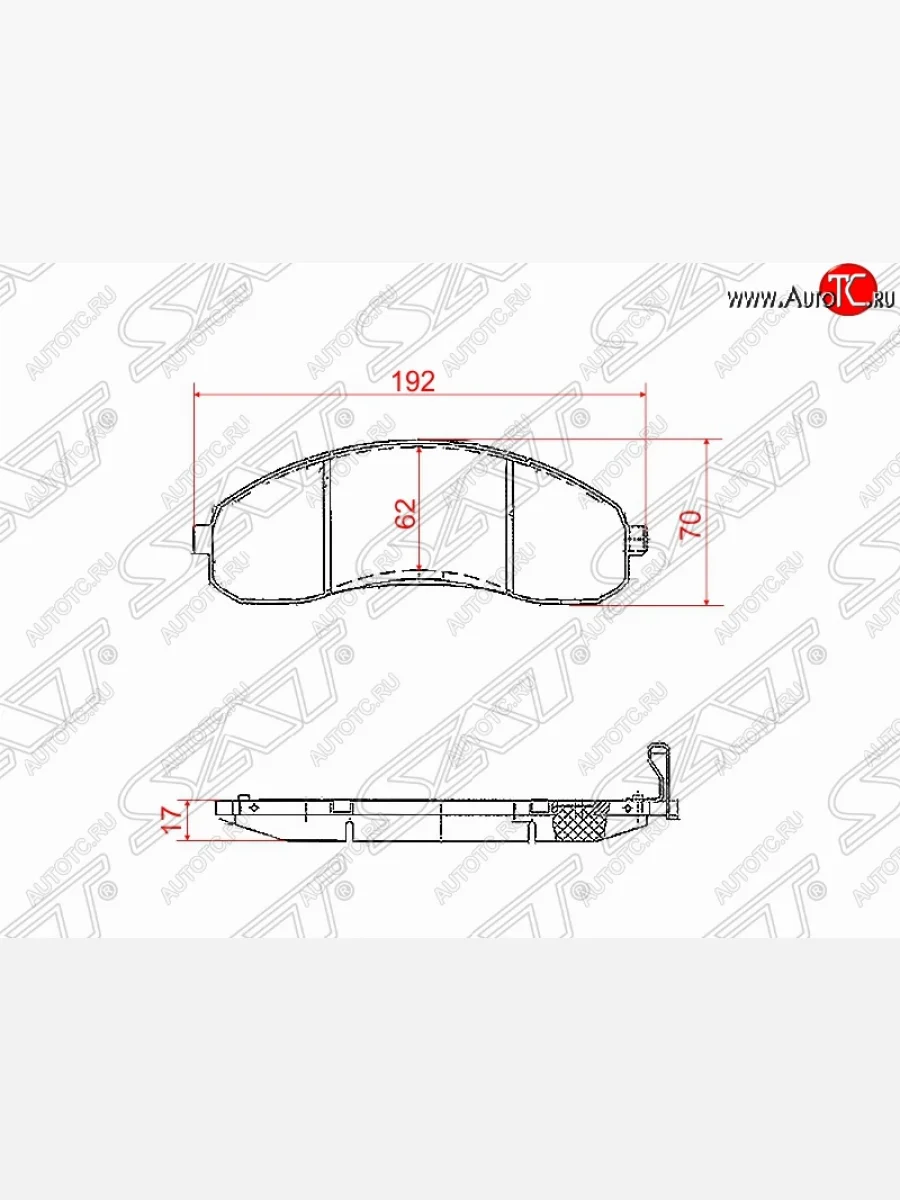 Комплект передних тормозных колодок SAT (2 поршня) KIA Bongo 4 PU дорестайлинг (2004-2012)  в Перми Пермском крае