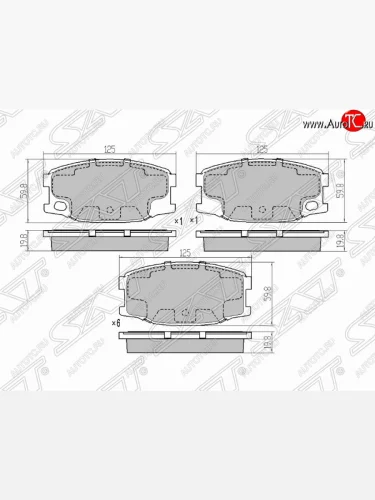 Колодки тормозные (передние) SAT Mitsubishi centre typ 6 (1993-2002)
