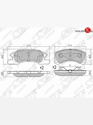 Колодки тормозные (передние) 3D SAT Mitsubishi Mirage CJ,CK,CL,CM хэтчбэк 3 дв. (1995-2001)