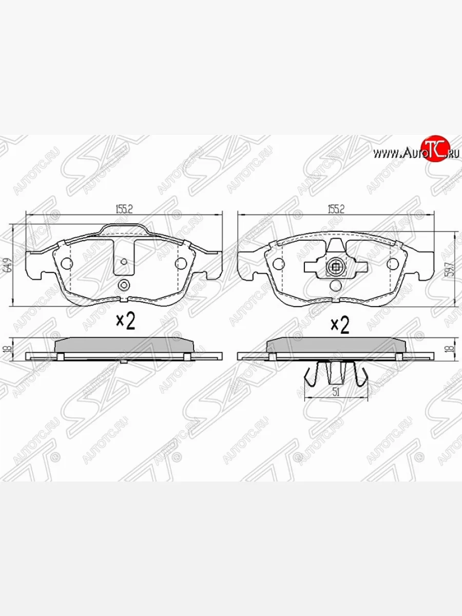 Колодки тормозные (передние) SAT Renault Dokker (2012-2025)  в Керчи Республика Крым