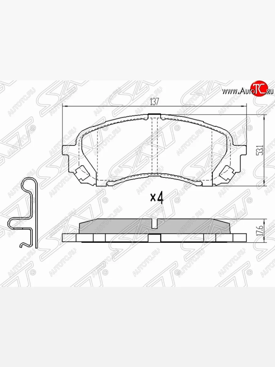 Колодки тормозные (передние) SAT (Китай) Subaru Forester SH (2008-2013)  в Керчи Республика Крым
