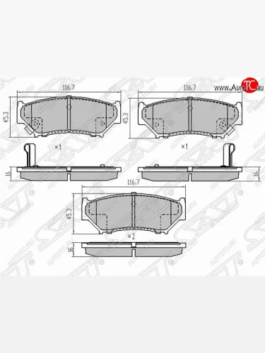 Колодки тормозные (передние) SAT Suzuki Escudo 3 дорестайлинг (2006-2008)