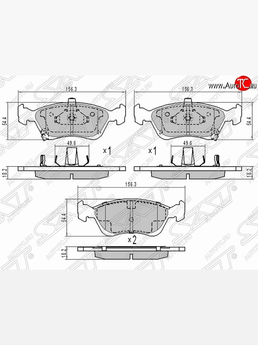 Колодки тормозные (передние) SAT Toyota Avensis T220 седан рестайлинг (2000-2003)  в Самаре Самарской области