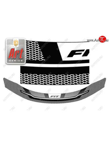 Дефлектор капота CA-Plastiс (Серия Art черная) Honda Fit GP,GK  дорестайлинг (2013-2015)