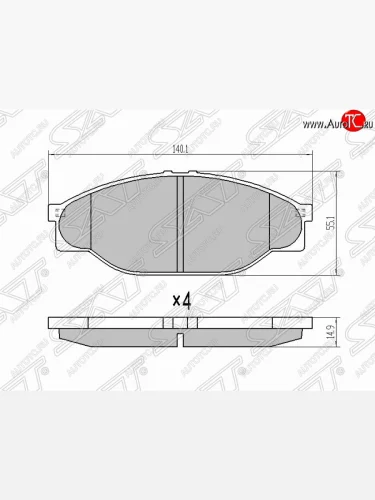 Колодки тормозные (передние) SAT Toyota Hiace H100 минивэн дорестайлинг (Япония) (1989-1993)