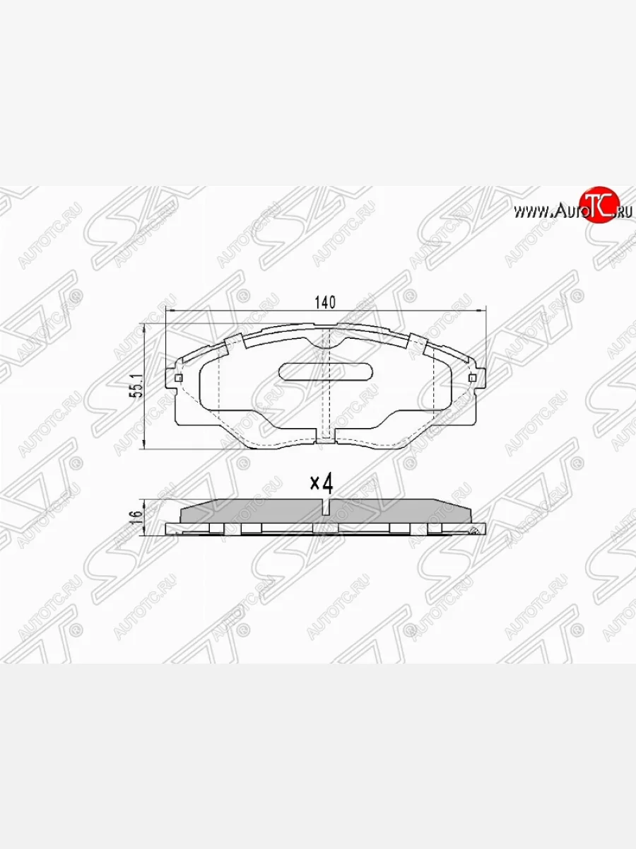 Колодки тормозные (передние) SAT Toyota Hilux AN10,AN20 дорестайлинг (2004-2008)  в Керчи Республика Крым