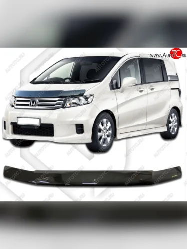 Дефлектор капота CA-Plastiс (Classic черный) Honda Freed Spike  1 (2010-2011)  дорестайлинг минивэн