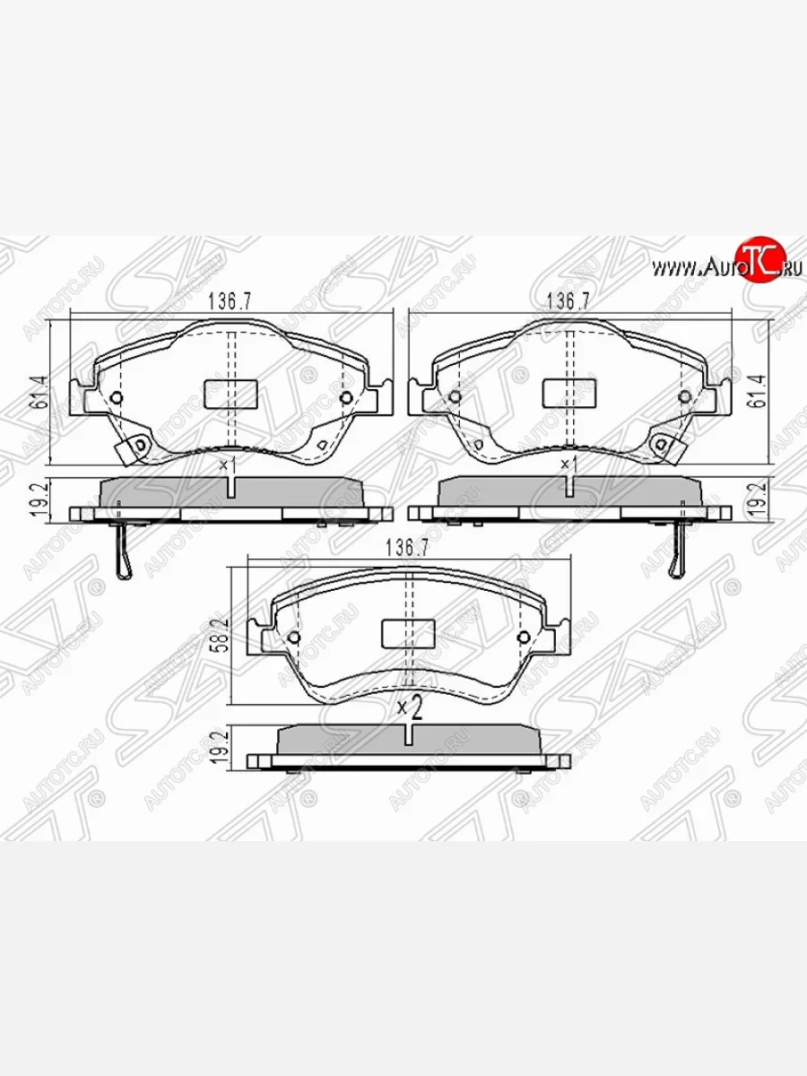 Колодки тормозные (передние) SAT Toyota Auris E150 хэтчбэк 5 дв. рестайлинг (2010-2012)  в Керчи Республика Крым