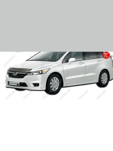 Дефлектор капота CA-Plastic (Шелкография карбон-серебро) Honda Stream 2 RN6,RN7, RN8, RN9 дорестайлинг (2006-2009)