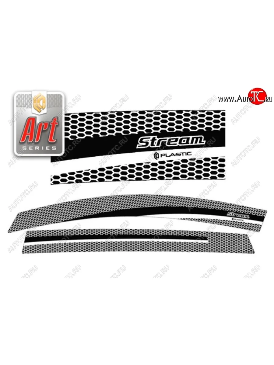 Дефлектора окон (RN6, RN7, RN8, RN9) CA-Plastic  Honda Stream (2006-2009) 2 RN6,RN7, RN8, RN9 (Серия Art черная, Без хром.молдинга)  в Керчи Республика Крым