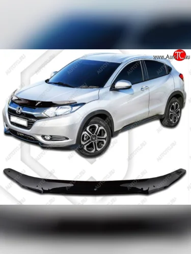 Дефлектор капота CA-Plastiс (Classic черный) Honda Vezel RU3, RU4, RU1, RU2 дорестайлинг (2013-2018)