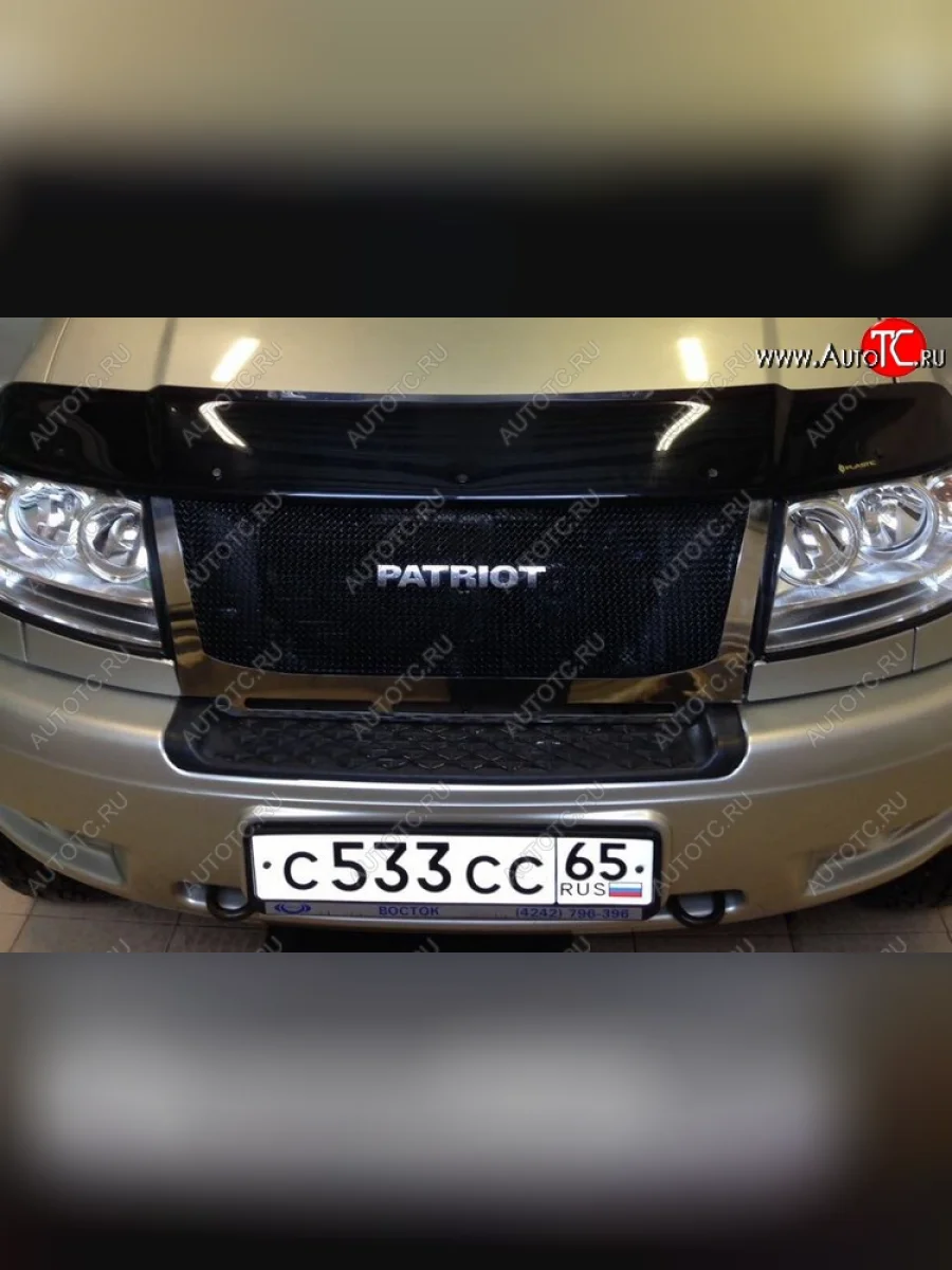 Решетка радиатора CrTuning Уаз Патриот 23632 дорестайлинг пикап (2008-2014) (черная, С надписью PATRIOT)  с доставкой в г. Керчь