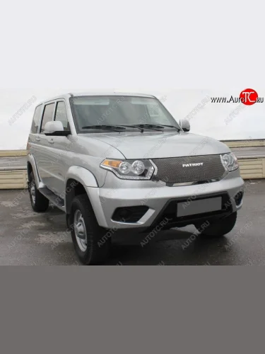 Решетка радиатора CrTuning (Сетка серебро) Уаз Патриот 23632 1 рестайлинг пикап (2014-2016)