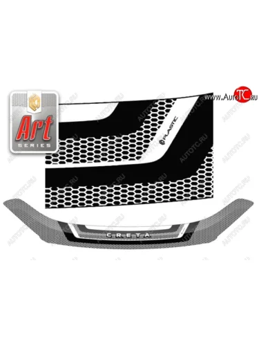 Дефлектор капота CA-Plastiс (Серия Art серебро) Hyundai Creta GS рестайлинг (2019-2021)