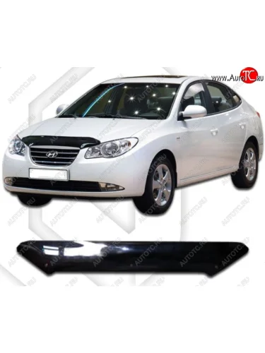 Дефлектор капота CA-Plastiс (Classic черный) Hyundai Elantra HD (2006-2011)