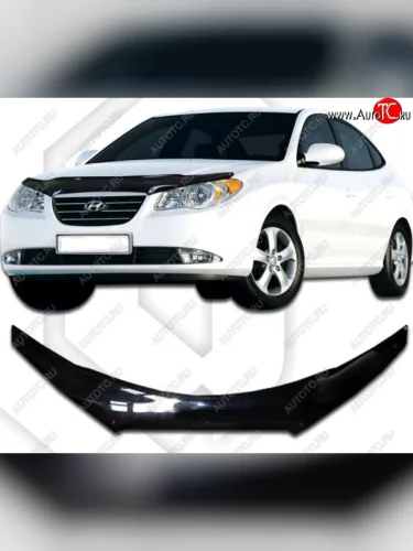 Дефлектор капота (exclusive) CA-Plastiс (серия Classic черный) Hyundai Elantra HD (2006-2011)