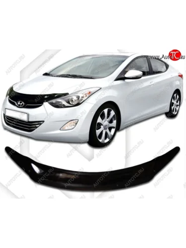 Дефлектор капота CA-Plastiс (Classic черный) Hyundai Elantra MD дорестайлинг (2010-2013)