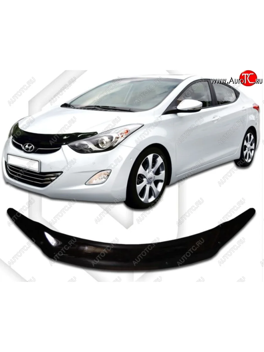 Дефлектор капота CA-Plastiс Hyundai Elantra MD дорестайлинг (2010-2013) (Classic черный, Без надписи)  в Самаре Самарской области