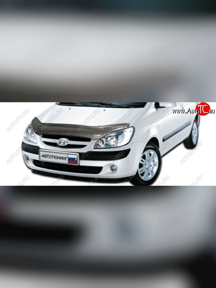 Дефлектор капота CA-Plastiс Hyundai Getz TB хэтчбэк 5 дв. рестайлинг (2005-2010) (Шелкография карбон-серебро)  в Керчи Республика Крым