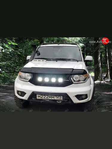 Решетка радиатора CrTuning - Чёрный БРУТ (с модулями дополнительного освещения) Уаз Патриот 23632 1 рестайлинг пикап (2014-2016)