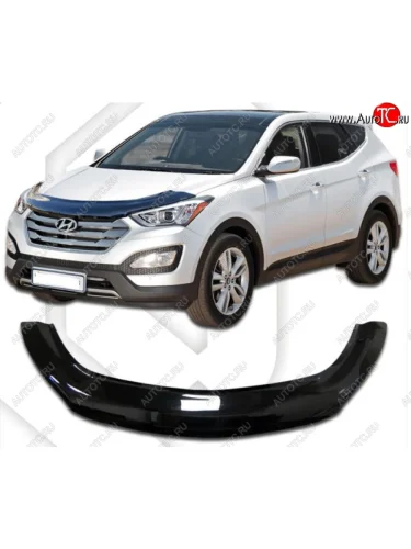Дефлектор капота CA-Plastiс exclusive (Classic черный) Hyundai Santa Fe DM дорестайлинг (2012-2016)