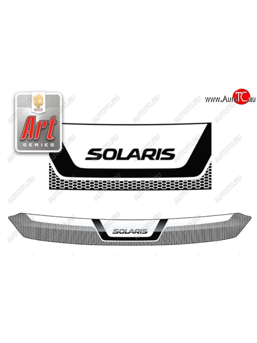 Дефлектор капота CA-Plastiс Hyundai Solaris RBr седан дорестайлинг (2010-2014) (Серия Art черная)  в Перми Пермском крае