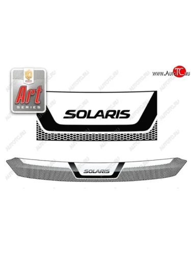 Дефлектор капота CA-Plastiс (Серия Art графит) Hyundai Solaris RBr седан дорестайлинг (2010-2014)