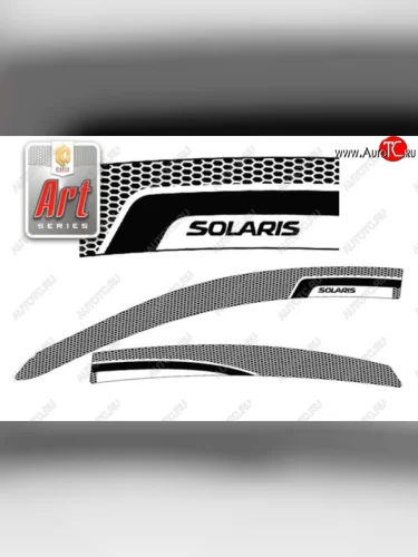 Дефлектора окон CA-Plastic (Серия Art черная) Hyundai Solaris RBr седан дорестайлинг (2010-2014)