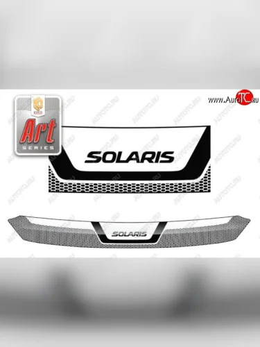 Дефлектор капота CA-Plastiс (Серия Art белая) Hyundai Solaris RBr хэтчбэк дорестайлинг (2010-2014)