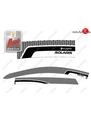 Дефлектора окон CA-Plastic (Серия Art черная) Hyundai Solaris RBr хэтчбэк дорестайлинг (2010-2014)