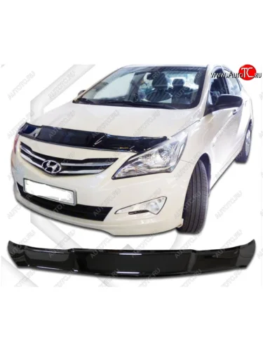 Дефлектор капота CA-Plastiс (Classic черный) Hyundai Solaris RBr хэтчбэк рестайлинг (2014-2017)