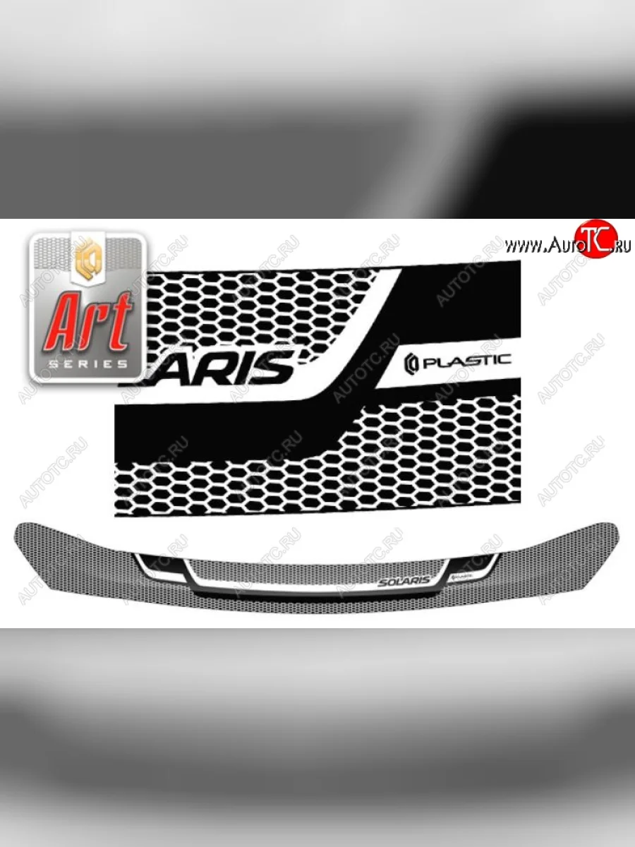 Дефлектор капота CA-Plastiс Hyundai Solaris HCR седан дорестайлинг (2017-2020) (Серия Art графит)  в Перми Пермском крае