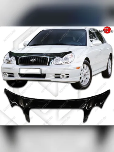 Дефлектор капота CA-Plastiс exclusive (Classic черный) Hyundai Sonata EF рестайлинг ТагАЗ (2001-2013)