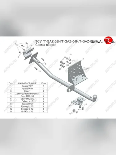 Фаркоп Лидер Плюс) ГАЗ ГАЗель 3302 дорестайлинг шасси (1994-2002)