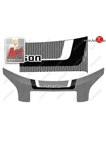 Дефлектор капота CA-Plastiс exclusive (Серия Art черная) Hyundai Tucson JM (2004-2010)