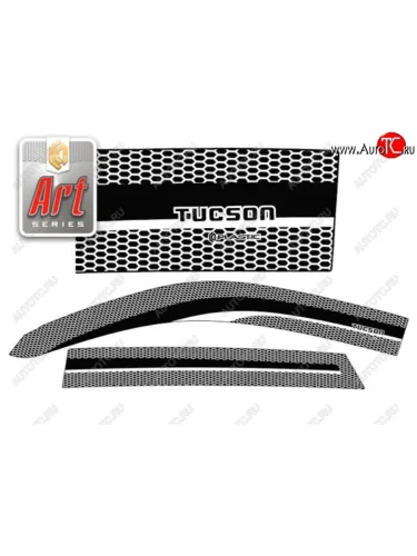 Дефлектора окон CA-Plastiс (Серия Art черная) Hyundai Tucson  JM (2004-2010)