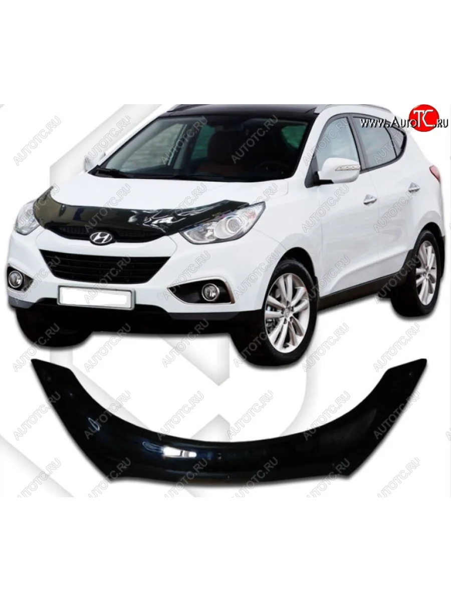 Дефлектор капота CA-Plastiс exclusive Hyundai Tucson LM (2010-2017) (Classic черный, Без надписи)  в Самаре Самарской области