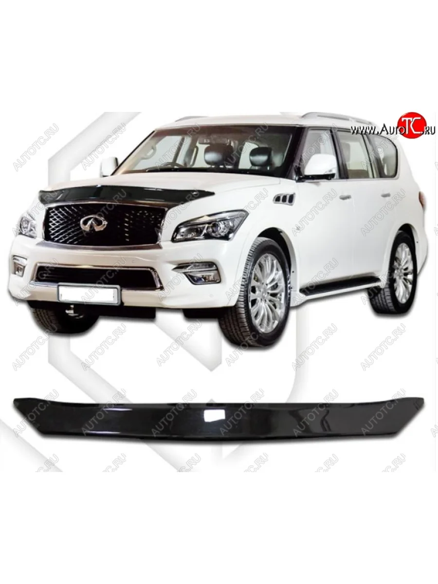 Дефлектор капота CA-Plastiс INFINITI QX80 Z62 1-ый рестайлинг (2014-2018) (Classic черный, Без надписи)  в Керчи Республика Крым