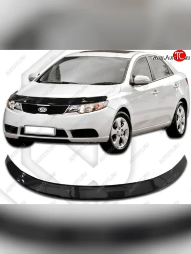 Дефлектор капота CA-Plastiс (серия Classic черный) KIA Forte 1 TD седан (2008-2013)