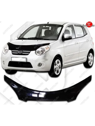 Дефлектор капота CA-Plastiс (Classic черный) KIA Picanto 1 SA хэтчбэк 5 дв. 1-ый рестайлинг (2007-2010)