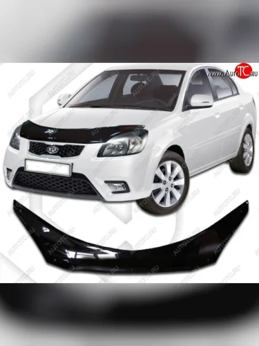 Дефлектор капота CA-Plastiс exclusive (Classic черный) KIA Rio 2 JB дорестайлинг, хэтчбэк 5 дв. (2005-2009)