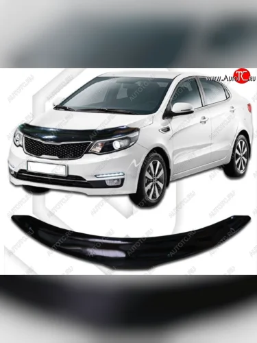 Дефлектор капота CA-Plastiс (Classic черный) KIA Rio 3 QB рестайлинг седан (2015-2017)