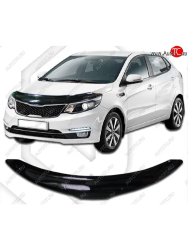 Дефлектор капота CA-Plastiс (Classic черный) KIA Rio 3 QB хэтчбек 5 дв. рестайлинг (2015-2017)