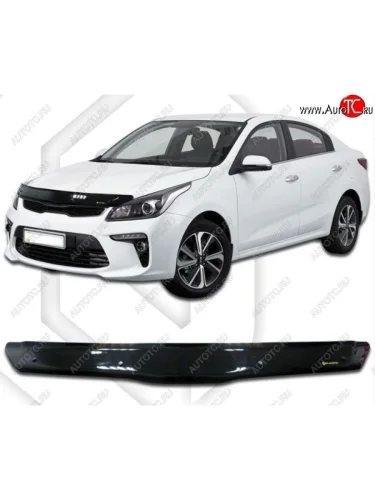 Дефлектор капота CA-Plastiс (Classic черный) KIA Rio 4 FB дорестайлинг седан (2016-2020)