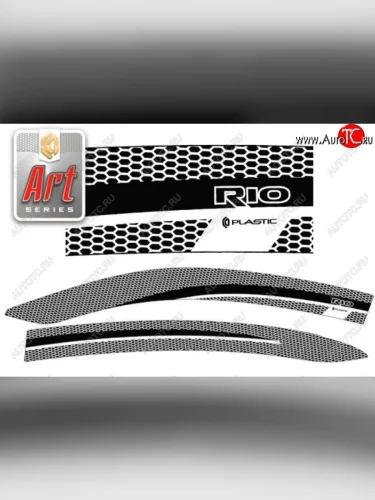 Дефлектора окон CA-Plastic (серия Art черная) KIA Rio  4 FB (2016-2022) дорестайлинг седан, рестайлинг седан