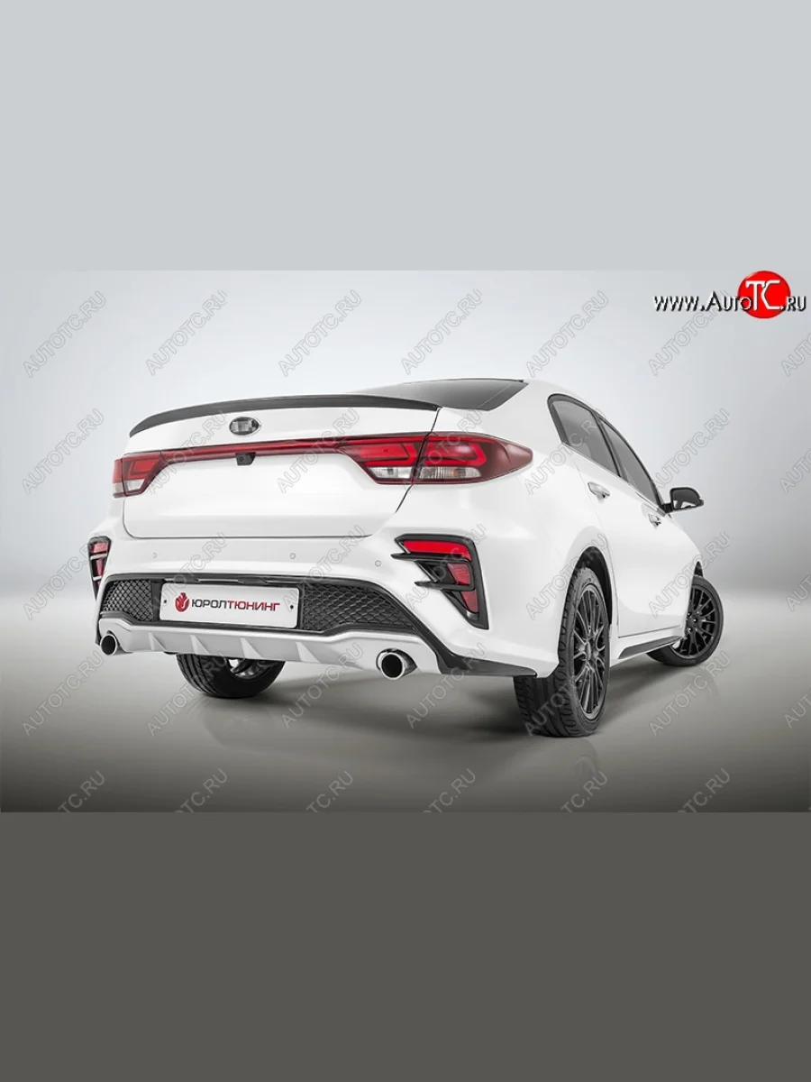 Задний бампер Kudos  KIA Rio (2016-2020) 4 FB (Под парктроник и раздвоенный глушитель, Неокрашенный)  с доставкой в г. Керчь