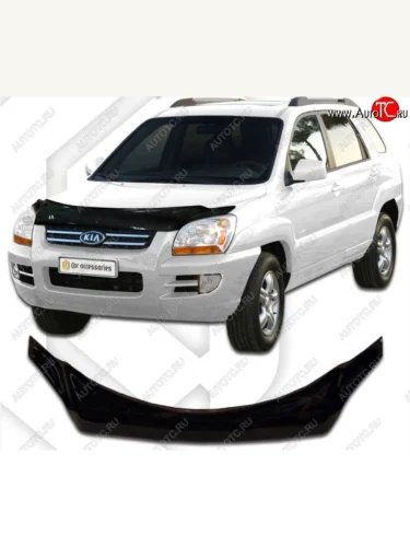 Дефлектор капота CA-Plastiс (Classic черный) KIA Sportage  2 JE,KM (2004-2010) дорестайлинг,  рестайлинг